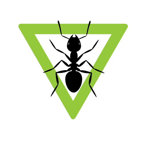 Ant icon inside a green triangular shape, which is a component of the full TriOrganics logo.